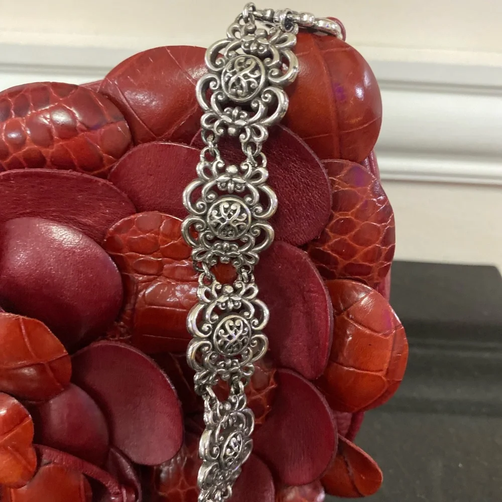 Brighton Rosalie Red Leather Flower Petal Shoulder Bag